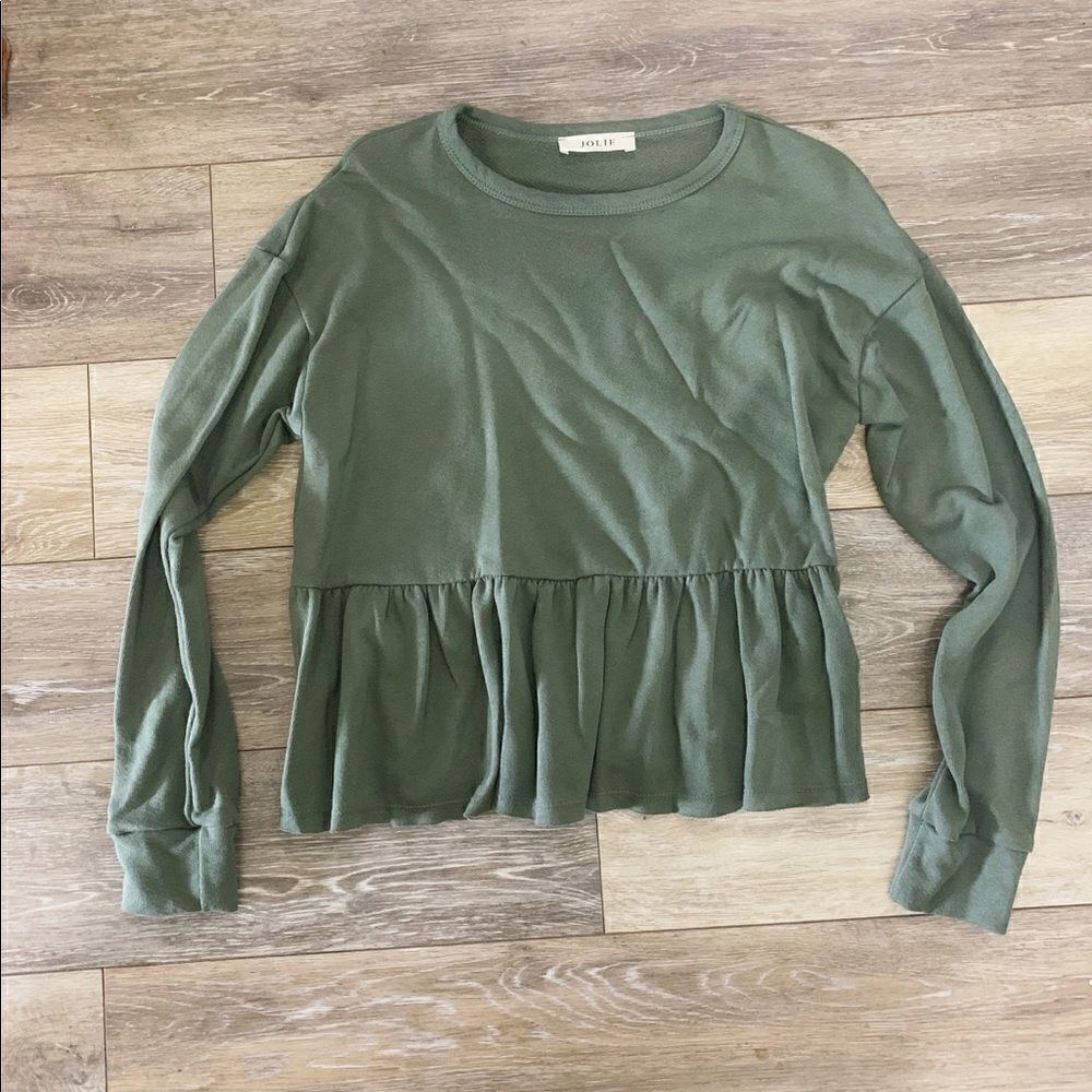 Olive Ruffle Sweatshirt - Picture 4 of 6